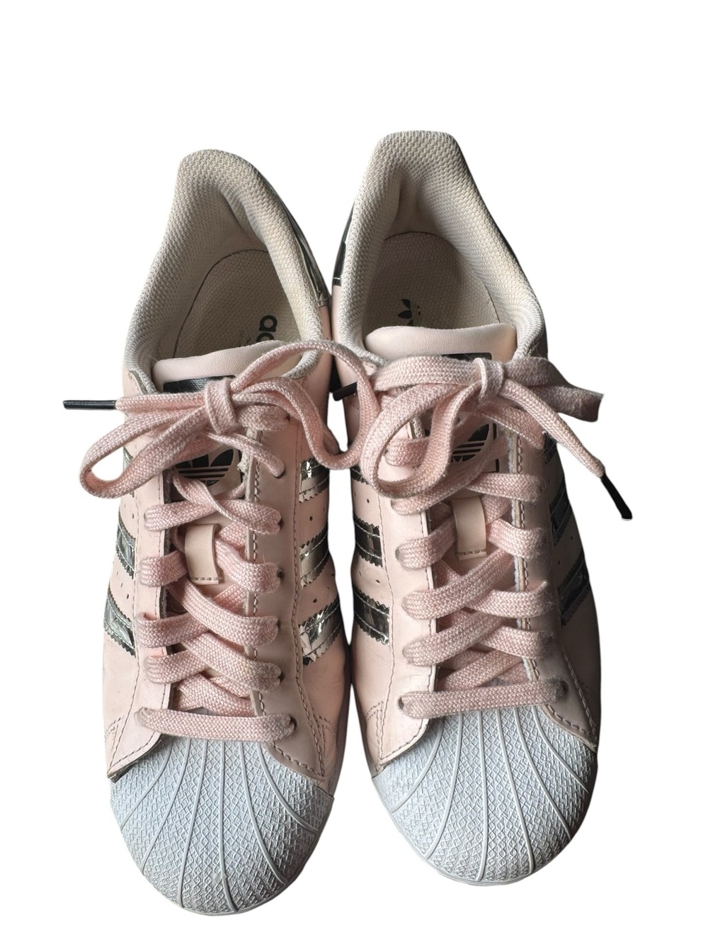 Adidas Superstar Pink Iridescent Shell Toe Sneakers Size 8 Y2K Balletcore - Picture 6 of 8